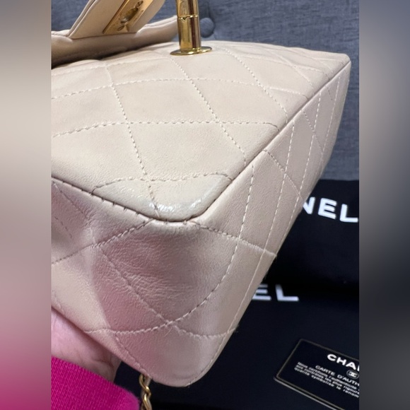 RARE Chanel Beige Mini Classic Flap Square - Picture 6 of 12